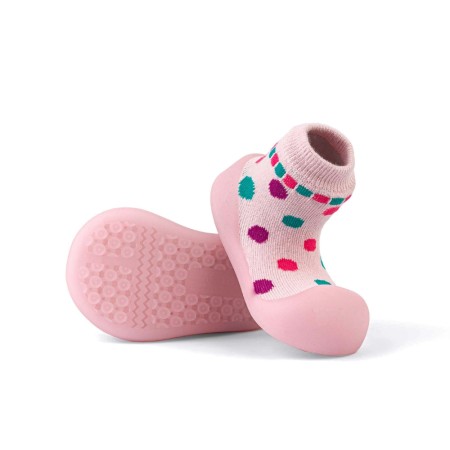 Παιδικές Καλτσοπαντόφλες Chameleon Big Toes New Polka Pink